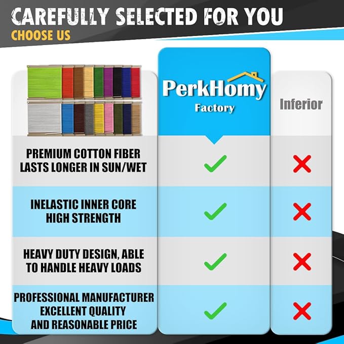 PerkHomy 500lb Cotton Rope 3/16" (5mm) 50 ft Multi Purpose Utility Diamond Braided Cord, Natural Cotton for Clothes Line Camping Crafting Flag Pole, Khaki