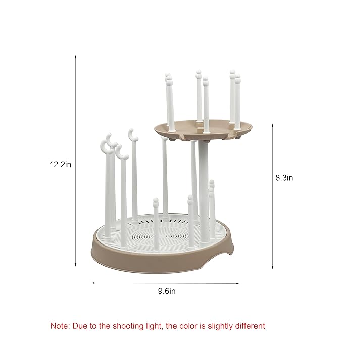 Baby Bottle Drying Rack,Double-Layer Bottle Drying Rack,Hold Up to 16 Baby Bottles,Suitable for Indoor, Kitchen, Living Room（Pink Lotus Root）