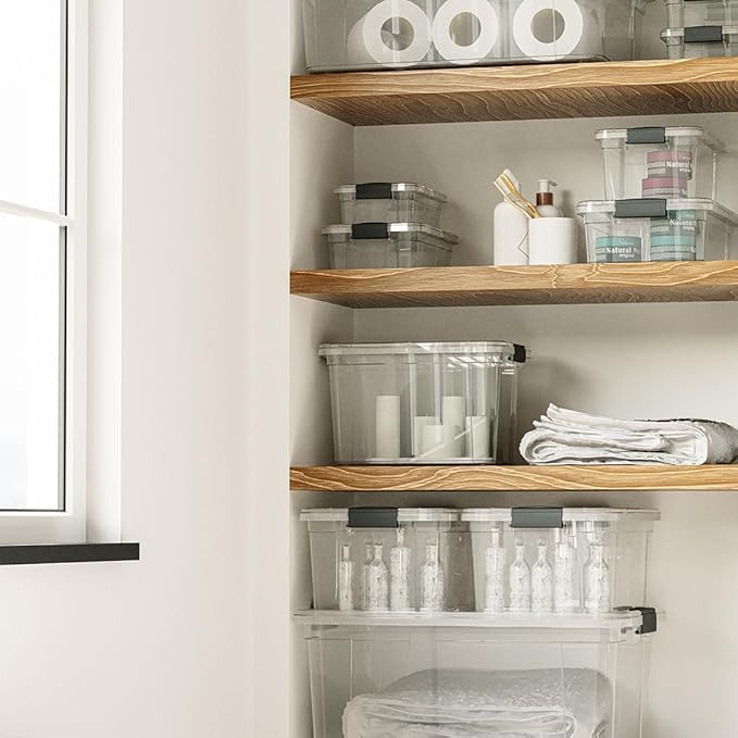 Superio Storage Bins with Lids- 2 Pack, 2.5 Qt Clear Boxes for Organizing, Stackable Plastic Containers- BPA Free, Non-Toxic, Odor Free, Organizer for Home, Office, Dorm
