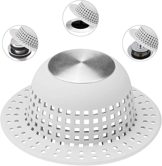 Shower Drain Hair Catcher, Bathtub Drain Cover Foldable Silicone Shower & Tub Protector for Pop-Up & Regular Drains