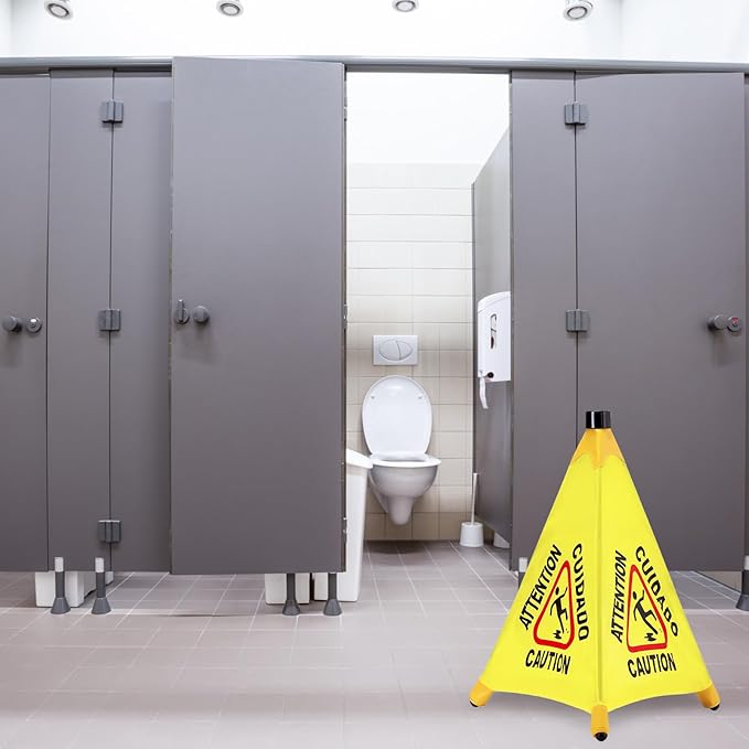 2 Pcs Pop up Wet Floor Sign with Storage Tube 20 Inch Wet Safety Signs Commercial Caution Safety Cone Pop up Caution Sign for Commercial Stores Grocery Restaurant Restroom Office Use