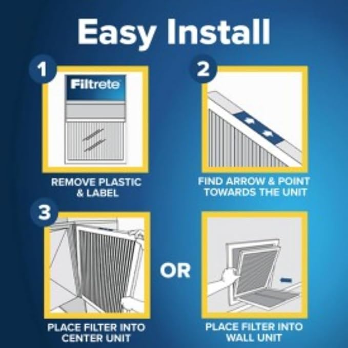 Filtrete 16x24x1 AC Furnace Air Filter, MERV 11, MPR 1000, Micro Allergen Defense, 3-Month Pleated 1-Inch Electrostatic Air Cleaning Filter, 4 Pack (Actual Size 4-Pack 23.813x15.813x0.656 in)