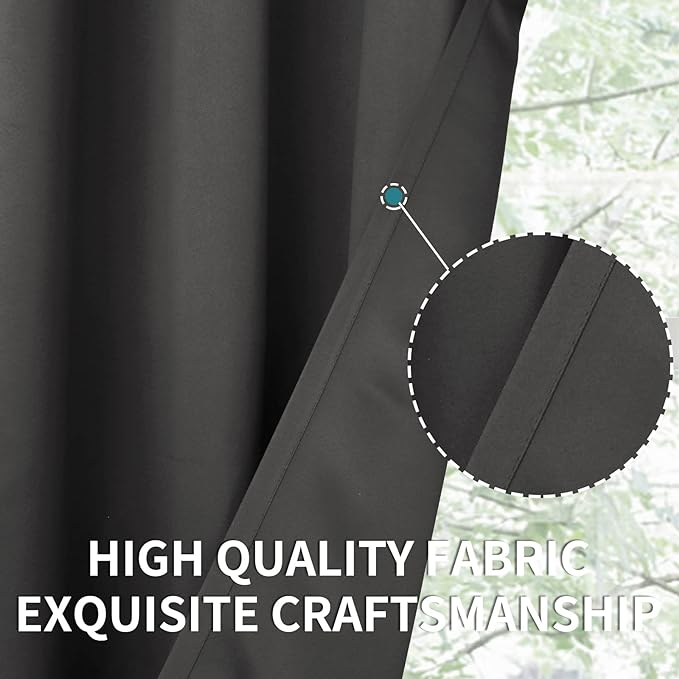BGment Pocket Bedroom Curtains 63 Inch Long Dark Grey, Room Darkening Thermal Insulated Blackout Drapes for Living Room Privacy Light Blocking Blinds, 52 x 63 Inch, 2 Panels