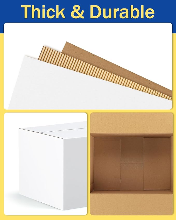 Assorted-Sizes-Shipping-Boxes-45-Pack: 6x4x4 & 9x6x4 & 10x7x5 Small-Shipping-Boxes-Mailers, White Corrugated-Cardboard-Boxes-for-Packing-Small-Business Mailing