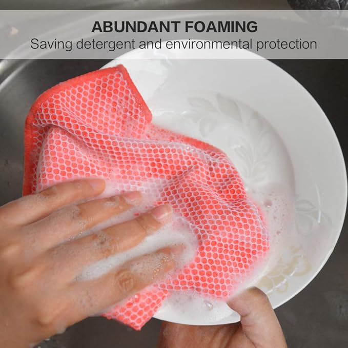SINLAND Microfiber Dish Cloth for Washing Dishes Dish Rags Best Kitchen Washcloth Cleaning Cloths with Poly Scour Side 5 Color Assorted 12inchx12inch 10pack