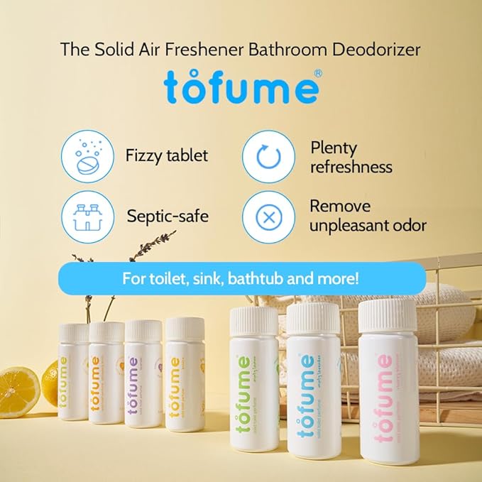 Effervescent Bathroom Air Freshener - Fresh Minty Lemon - Toilet Deodorizer, Bathroom Odor Eliminator, Toilet Freshener, Flushable Air Freshener Toilet Tablets, 90 Count (Pack of 3)