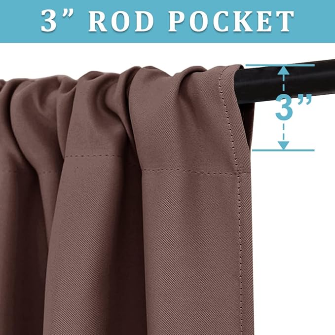 RYB HOME Blackout Curtains for Kitchen, Small Window Curtains Blinds, Thermal Insulating Drapes for Bathroom Cafe Bedroom Small Window, W 29 x L 45 inch, Chocolate Brown, 2 Panels
