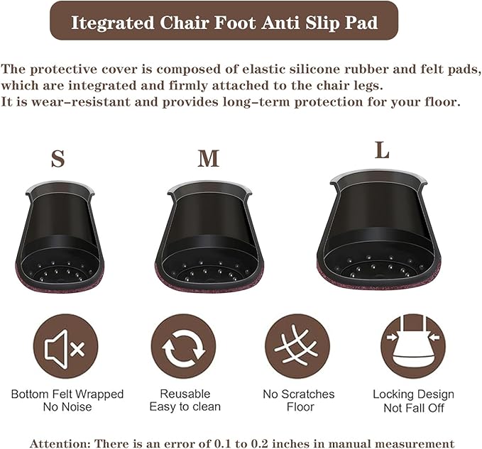 20 Pcs Chair Leg Floor Protectors for Hardwood Floors, Black Rubber Furniture Sliders with Felt, Silicone Furniture Leg Caps Covers, Fit Round Diameter (0.8" to 1.2")
