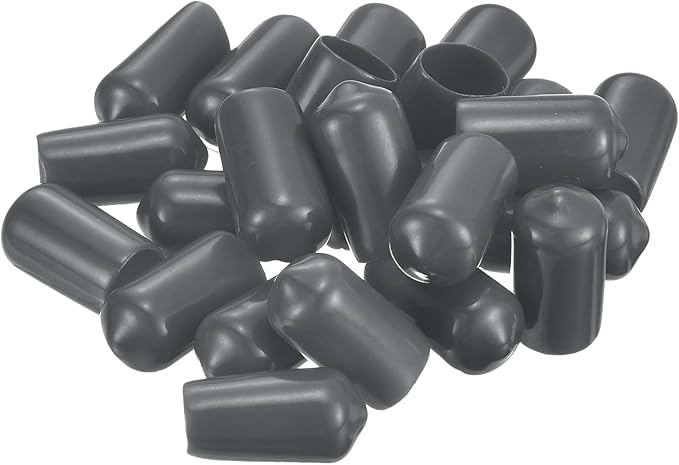 uxcell 20pcs Rubber End Caps 7.5mm ID Vinyl Round Tube Bolt Cap Cover Thread Protectors Dark Grey