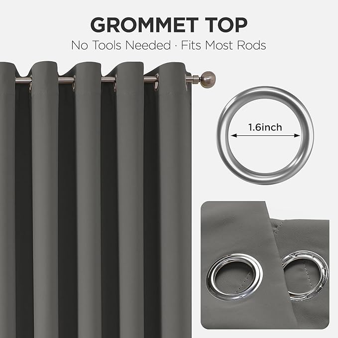 Joydeco Blackout Door Curtain for Doorway Privacy 108 Inches Long, Grommet Closet Curtain for Open Closet, Room Divider for Bedroom Living Room (Light Grey, 52Wx108L, 1 Panel)