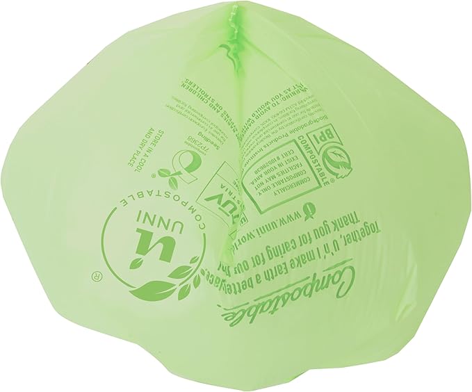 UNNI Compostable Trash Bags, 8 Gallon / 30 Liter, 200 Count Value Pack, Extra Thick 0.85 mil Medium Kitchen Food Scrap Bin Liners, BPI, CMA & OK compost HOME Certified (Meets ASTM D6400)