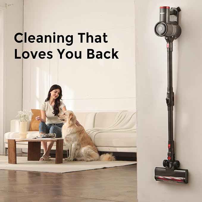 Cordless Vacuum Cleaner with Back-Saving&Self-Standing,Upright Vacuum Cleaners for Home,Anti-Tangle,Powerful Suction,Stick Vacuum Cordless Rechargeable for Hard Floors,Carpets,Pet Hair,Car