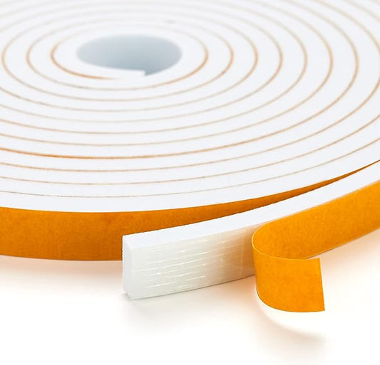 10 Feet Weather Stripping Door Seal, 1" Wide X 1/8" Thick Door Seal Strip High Density Foam Tape Adhesive Strip for Door Soundproofing,Window Insulation (1" x 1/8" x 10FT,White)