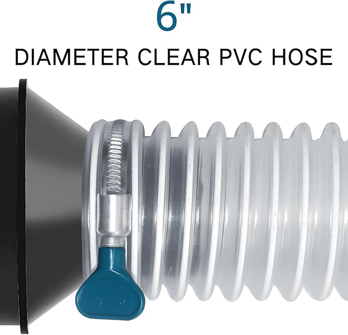 Qucship 6" x 10' Flexible PVC Fume Collection Hose with Carbon Steel Wire Coil, Puncture Resistant, for Dust Collection Systems