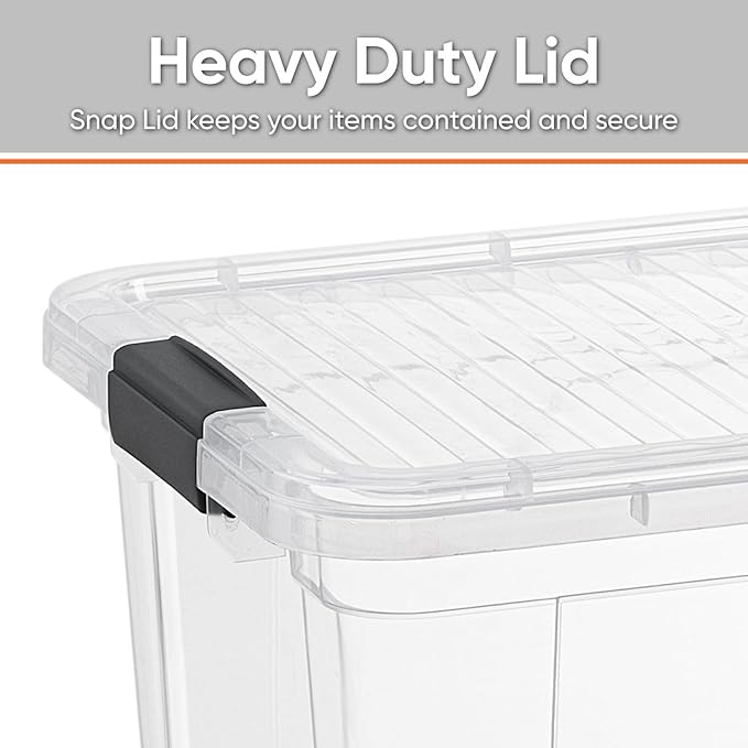 Superio Storage Bins with Lids- 4 Pack, 21 Qt Clear Boxes for Organizing, Stackable Plastic Containers- BPA Free, Non-Toxic, Odor Free, Organizer for Home, Office, Dorm