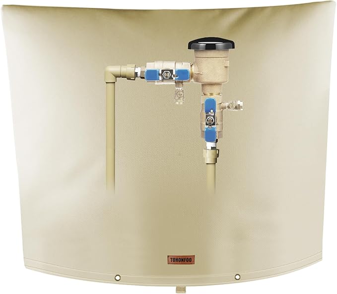 Backflow Preventer Pipe Insulation Cover (5°F) - Irrigation Sprinkler Valve Insulated Pouch - Water Well Pump Cover - Sturdy 5 Layers for Winter Freeze Protection, 24" W x 18" H, Beige