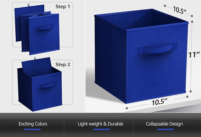 Sorbus Fabric Storage Cubes - 8 Foldable Storage Bins for Organizing Pantry, Cubbies, Toy Box - Clothes Storage & Closet Organizer - 11 Inch Collapsible Cube Baskets for Shelves with Handle