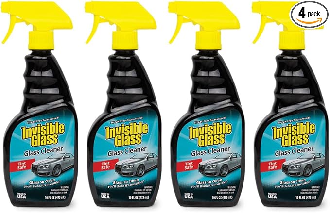 Invisible Glass 92163-4PK Premium Glass and Window Cleaner for Auto and Home Cleans Glass, Windows, Windshields, and More, Streak-Free, Ammonia-Free, Tint-Safe, 16 fl oz (Pack of 4)