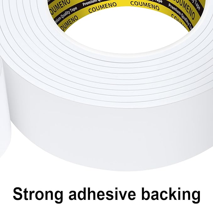 Single-Sided Adhesive White Foam Tape (EVA Material), 1inX9.84FT Single-Sided Sealing Foam pad Sponge Tape for Window Waterproofing, self-Adhesive, Suitable for Sealing Doors and Windows