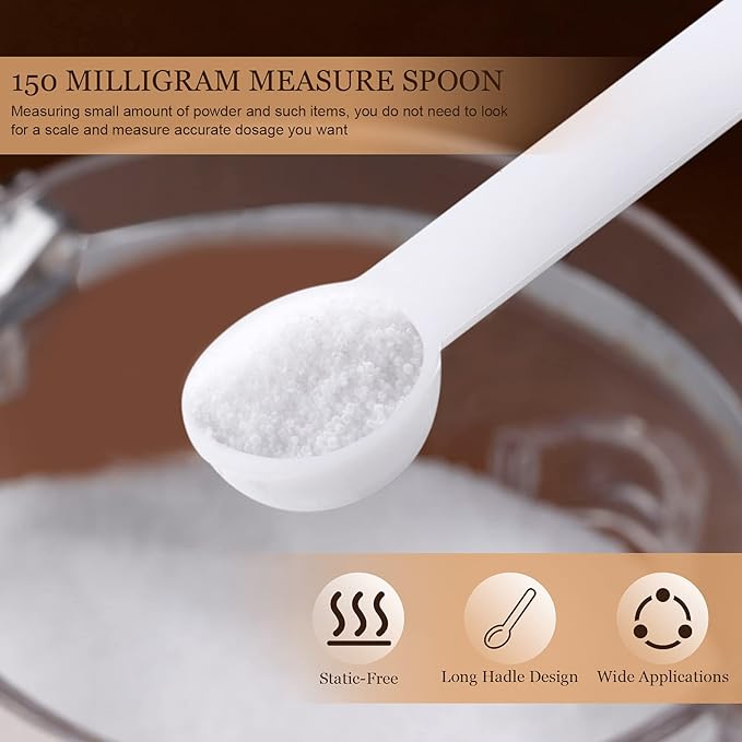 Honeydak 1/32 Teaspoon Micro Scoops 150 Milligram Mini Measuring Spoons Tiny Little Plastic Scoop for Measuring Cosmetics, Powders, Glitter and Seasoning(White, 32 Pieces)