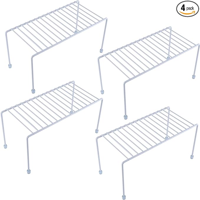 Kitchen Shelves, Cabinet Organization Mini Storage Shelf, Storage Rack Organizer for Kitchen, Fridge, Cabinet, Bathroom (White 4)