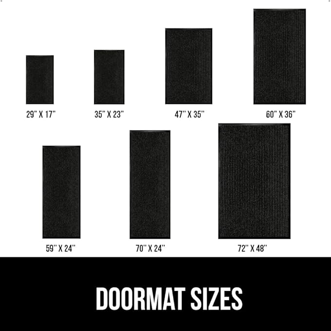 GORILLA GRIP Traffic Guard Door Mat, 60x36, Heavy Duty Welcome Mats, Commercial Office Space Doormat, Waterproof, Fade Resistant, Strong Rubber Backing, Low Profile, Shoe and Boot Scraper, Jet Black