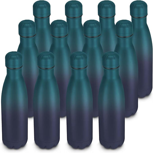 17oz Cola-Bottle Shaped Stainless Steel Leak-proof Water Bottle,Double Wall Vacuum Insulated Metal,Travel Mug For Sports Indoors & Outdoors,BPA-Free Kids Flasks,Dark Night(12 Pack)