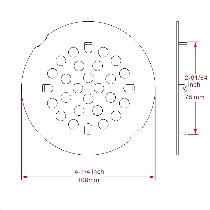 rrajj 4-1/4 (4.25) Inch(108mm) Round Snap-in Shower Floor Drain Cover Replacement Cover (Oil Rubbed Bronze)