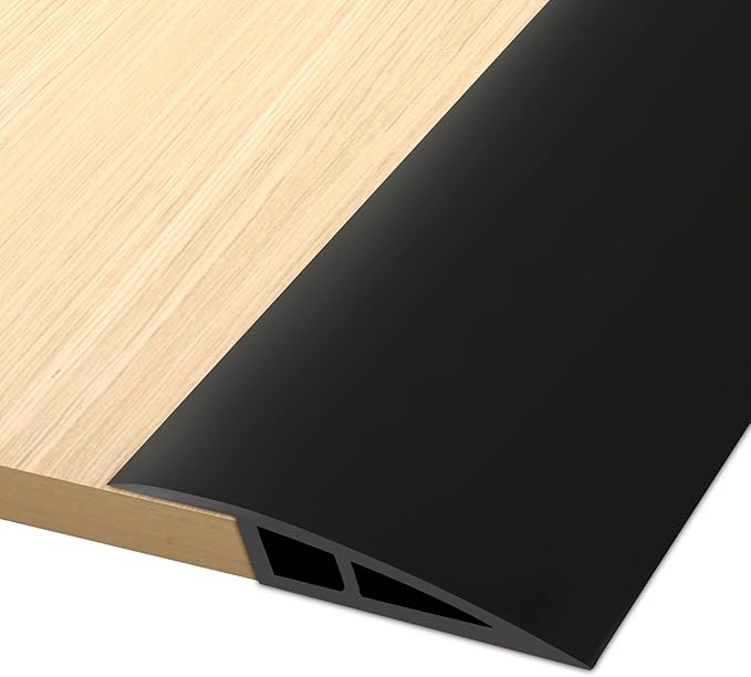 Vinyl Door Threshold Flooring Transition Strip Self Adhesive Carpet Edging Strip for Laminate Doorway Edge Threshold from 2/5" to 3/5" (Black, 6.6 Ft)
