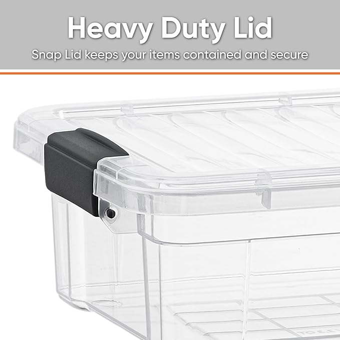 Superio Clear Storage Boxes with Lids, 1.27 Quart Plastic Container Bins for Organizing, Stackable Crates, BPA Free, Non Toxic, Odor Free, Organizers for Home, Office and Dorm, 2 Pack