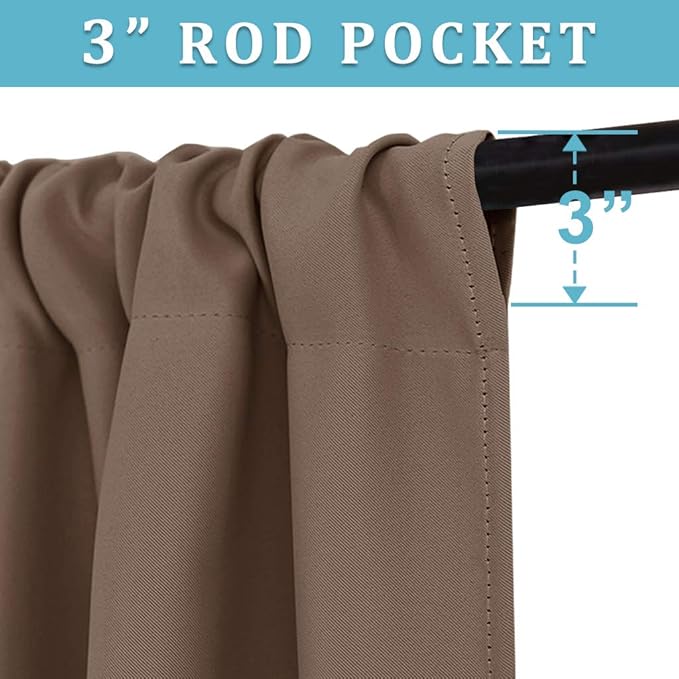 RYB HOME Blackout Curtains for Kitchen, Over Sink Privacy Curtains Window Decor, Thermal Insulating Drapes for Bathroom Cafe Bedroom Small Window, W 42 x L 24 inch, Mocha, 2 Panels