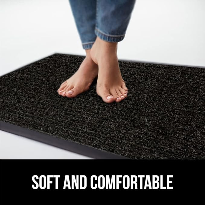 GORILLA GRIP Traffic Guard Door Mat, 60x36, Heavy Duty Welcome Mats, Commercial Office Space Doormat, Waterproof, Fade Resistant, Strong Rubber Backing, Low Profile, Shoe and Boot Scraper, Jet Black