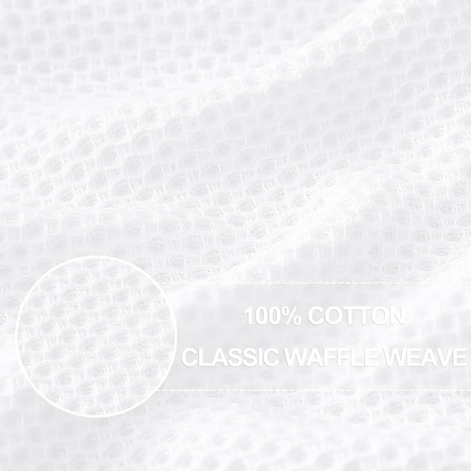 Homaxy 100% Cotton Waffle Weave Kitchen Dish Towels, Ultra Soft Absorbent Quick Drying Cleaning Towel, 13 x 28 Inches, 12-Pack, White