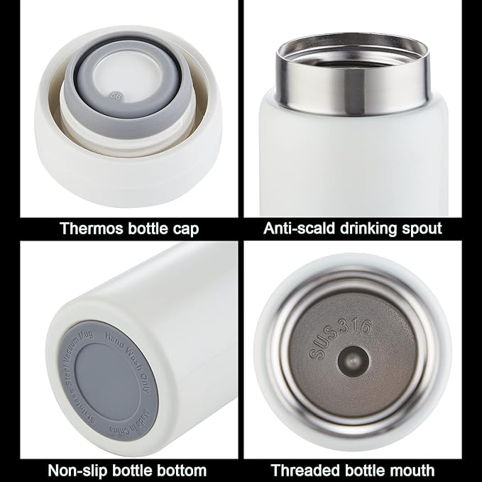 10oz Mini Water Bottle Stainless Steel Thermos Small Flask - Insulated Vacuum, Leak Proof, Keeps Drinks Hot/Cold - Ideal for Coffee, Tea, Water - Rose Red