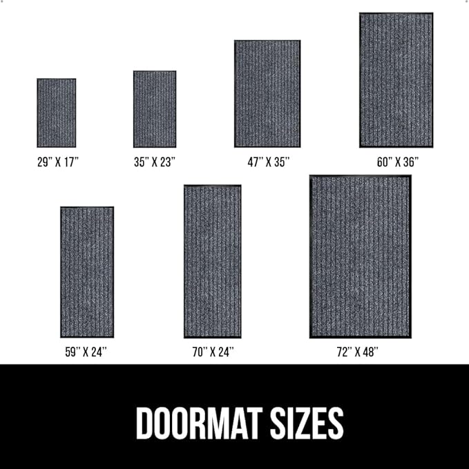 GORILLA GRIP Traffic Guard Door Mat, 59x24, Heavy Duty Welcome Mats, Commercial Office Space Doormat, Waterproof, Fade Resistant, Strong Rubber Backing, Low Profile, Shoe and Boot Scraper, Gray