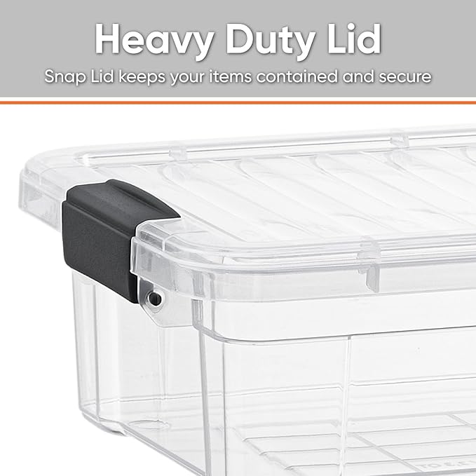 Superio Clear Storage Boxes with Lids, 1.27 Quart Plastic Container Bins for Organizing, Stackable Crates, BPA Free, Non Toxic, Odor Free, Organizers for Home, Office and Dorm, 4 Pack