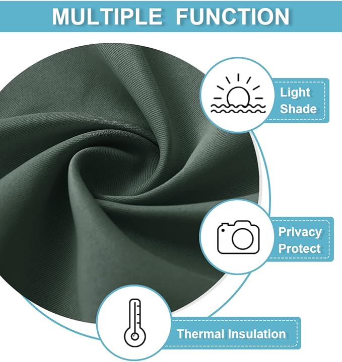 RYB HOME Green Blackout Curtains for Bedroom 63 inches Long - Thermal Insulated Curtains and Drapes Privacy Shades for Living Room Farmhouse Closet, W42 x L63 inch, 2 Panels