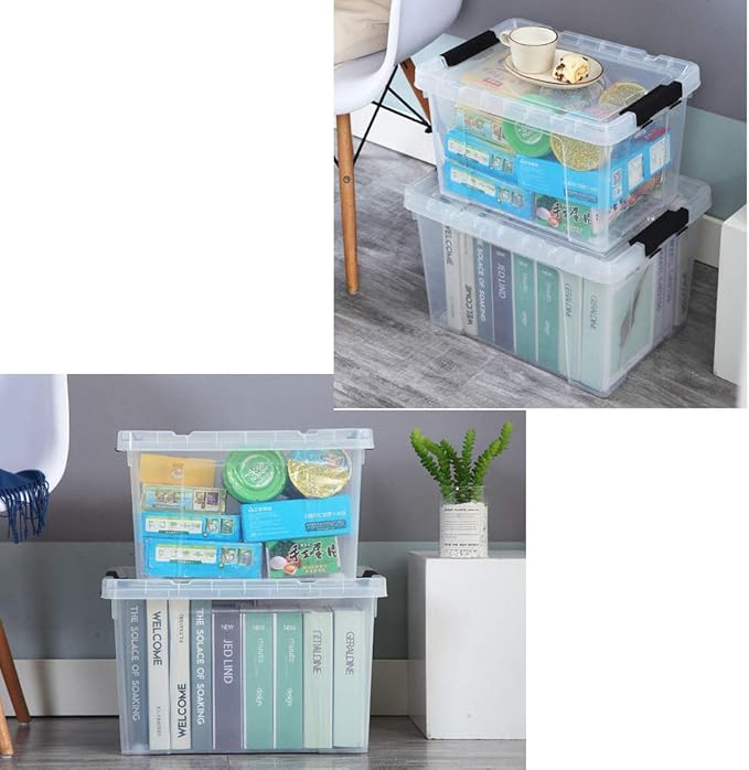 Ggbin 22 Quart Plastic Storage Box with Lid, 6 Pack Latching Container Bins