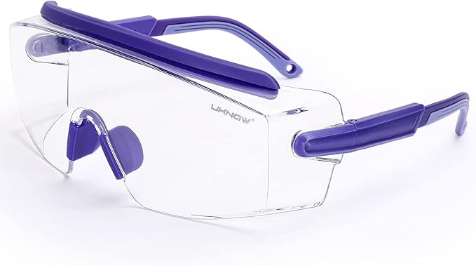 UKNOW Safety Goggles Over Glasses, Safety Glasses Anti Fog Wraparound Eye Protection, Protective Eyewear ANSI Z87.1
