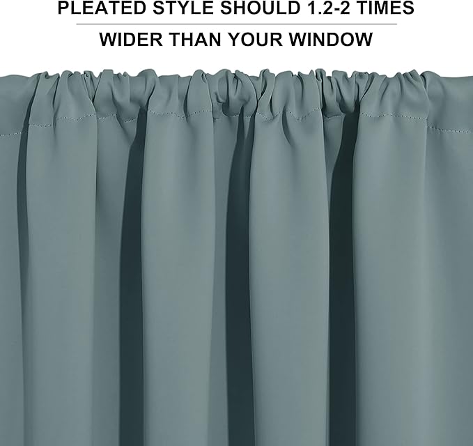 RYB HOME Blue Bedroom Curtains Room Darkening, Thermal Insulated Privacy Living Room Curtains Bathroom Window Drapes with Rod Pocket Design, W 42 x L 63 inch, Set of 2, Dusty Blue