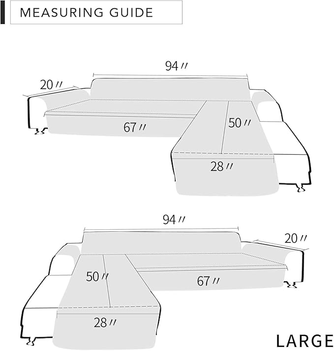 Easy-Going L Shape Sofa Slipcover - Reversible Sectional Couch Cover for Pets & Kids (Large, Beige/Beige)
