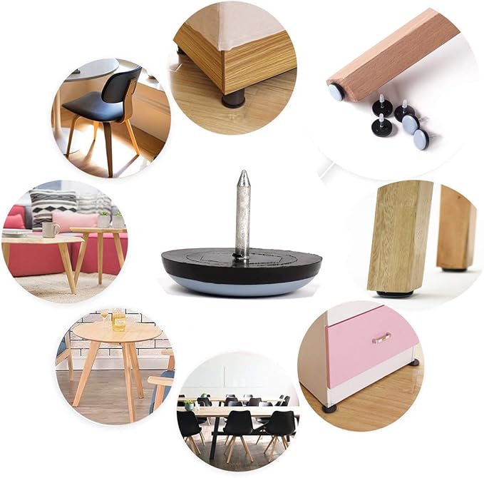 Furniture Sliders-Furnigear (Teflon) Nail in Chair Glides for Carpet and Hardwood Floor - Move Your Furniture Easily & Safely - Best Floor Protector (1x1-3/8-24 Pack)