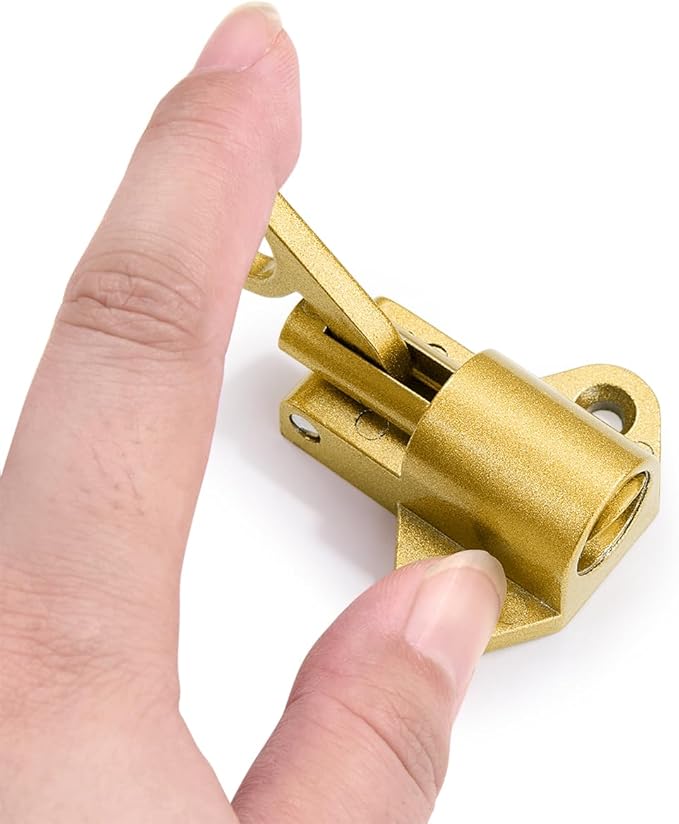 2 Packs Self-Closing Latches，Gold Spring Door Lock，Resilient Bolt Latch Aluminum Alloy Safety Automatic Spring Barrel Slide Door Lock with Screws,Used for Gate,Window and Cabinet etc