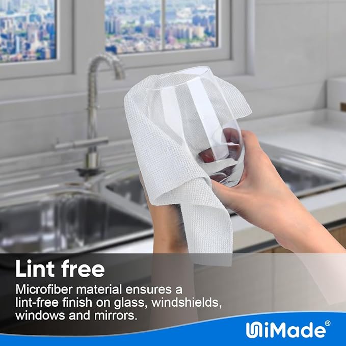 Shop Towel Rags, 50 Pack Reusable Shop Rags Bulk Microfiber Cleaning Cloth Lint Free Cleaning Towels for Car Kitchen Automotive Bar Mechanic Restaurant Garage, 11.5"x 11.5", White