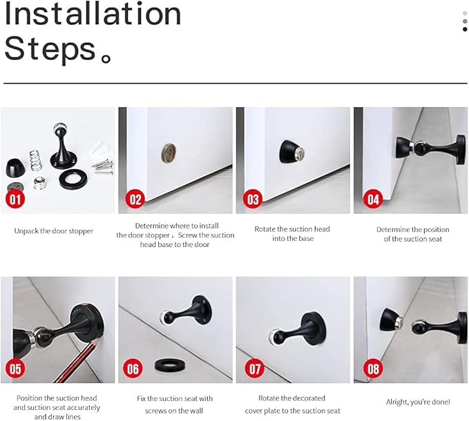 Door Stopper 4 Pack Magnetic Door Stops, Zinc Alloy Antique Brass Door Catch Door Holder Wall Floor Mounted, Metal Soft-Catch