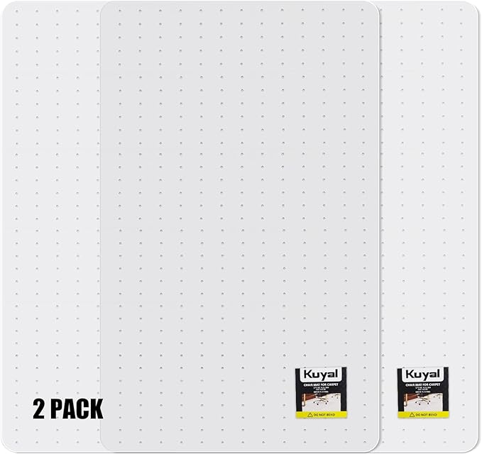 Kuyal Office Chair Mat for Carpet, 2 Pack 46x 55 Clear Heavy Duty Computer Chair Mat, Under Desk Protector Carpeted Floors Mat, Easy Chair Movement,Ship Flat