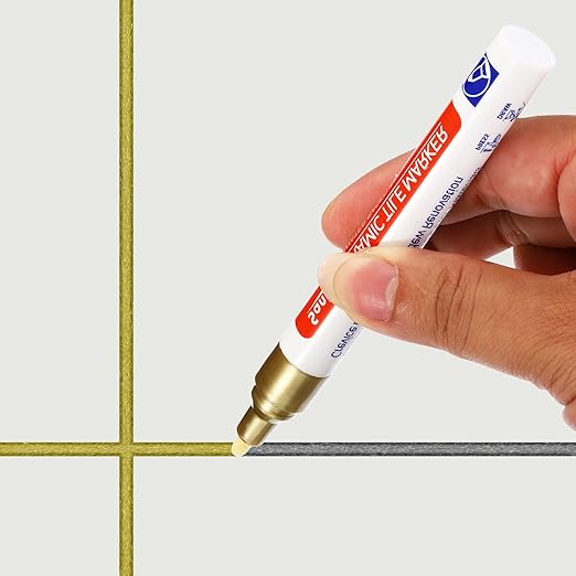 PATIKIL Grout Pen, 4 Pack Yellow Tile Marker Waterproof Grout Sealer Pen Tile Repair Pens Paint Pens for Wall Floor Bathroom Kitchen Refresh