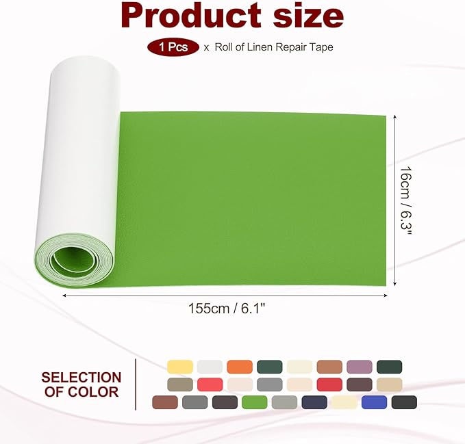 PATIKIL Leather Patches Tape for Furniture, 6.3 x 61 Inch Self Adhesive Vinyl Leather Repair Kit Cover Sheet for Couch, Sofa, Car Seats, Office Chair, Grass Green