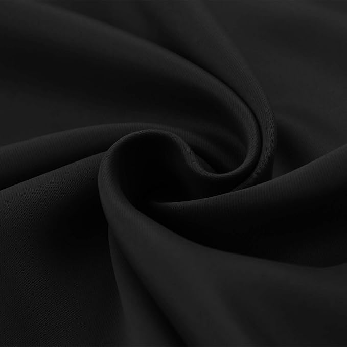 BGment Rod Pocket Blackout Curtains 48 Inches Length for Bedroom - Thermal Insulated Short Room Darkening Curtain Window Drapes, 42 x 48 Inch, 2 Panels, Black