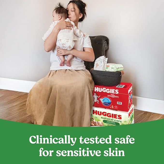 Huggies Natural Care Sensitive Baby Wipes, Unscented, Hypoallergenic, 99% Purified Water, 1 Refill Pack (184 Wipes Total)